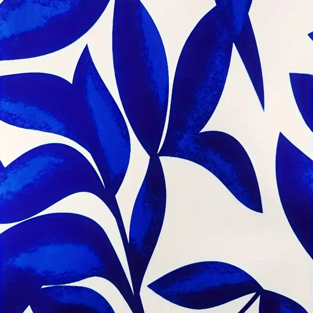 Blue and White Leaf Print Wide-Leg Pants - Picture 5 of 6